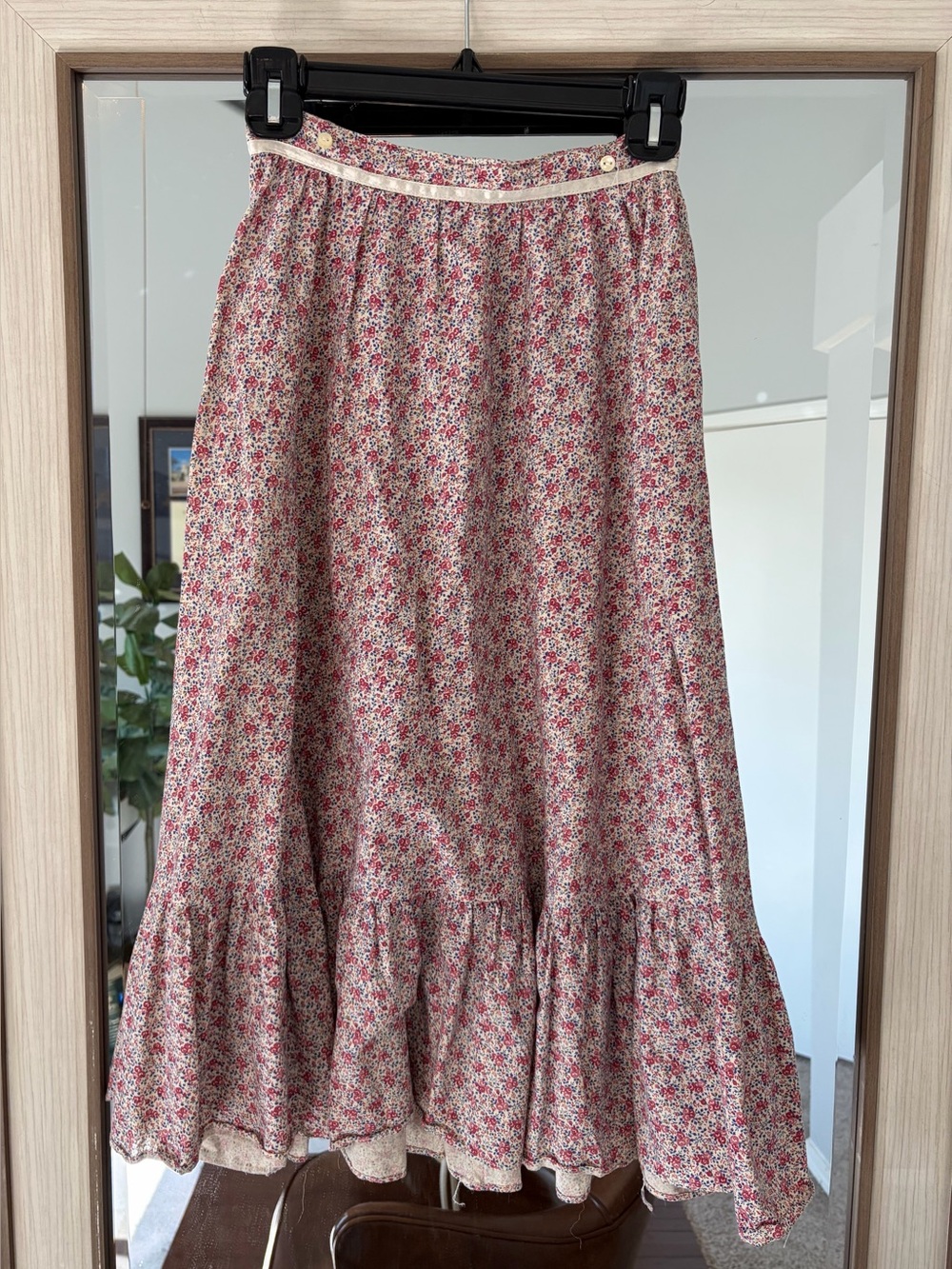 Vintage Gunne Sax Jessica McClintock Prairie Floral Skirt With Detachable Apron - Picture 6 of 11